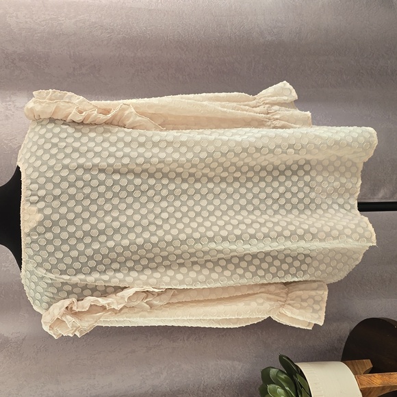 Perch by Blu Pepper Cream Dotted Ruffle Sleeve Blouse, Size 1X - Picture 8 of 11